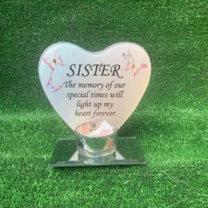 Memorial Butterfly Heart T light Holder Sister – view 3