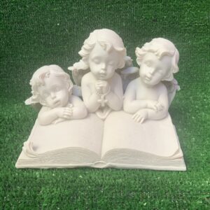 Memorial 3 Cherub Angels Laying Down Reading Book