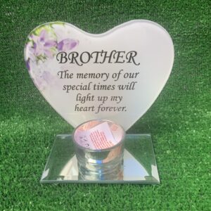 Memorial Flower Heart T light Holder Brother – view 4
