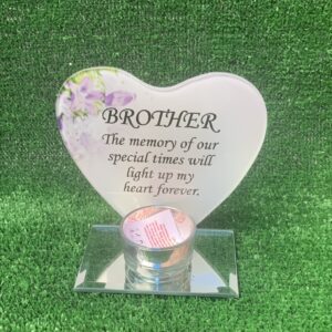 Memorial Flower Heart T light Holder Brother